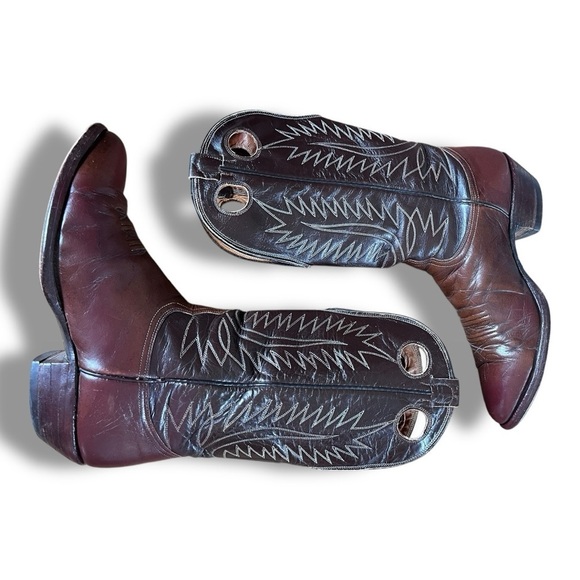 Vintage Nocona Men’s chestnut Brown Embroidered Cowboy Boots Sz 10 - Picture 1 of 10